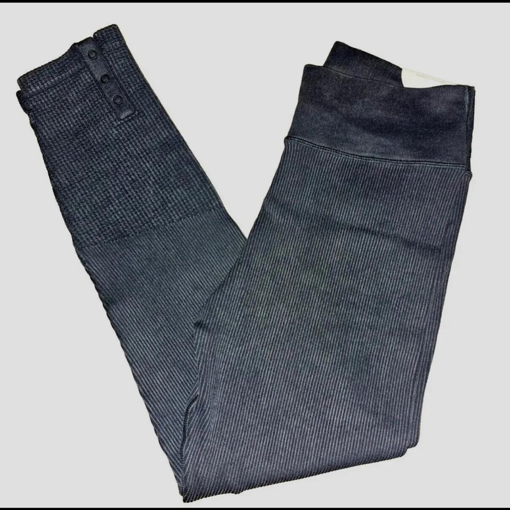 Offline by Aerie Black Ribbed High-Waisted Leggings